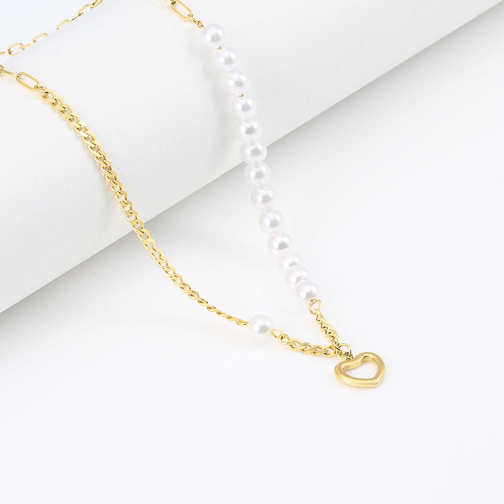 Lustrous Heart Pearl Necklace | Romantic & Elegant