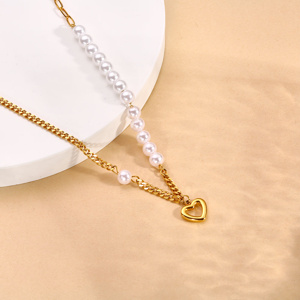 Lustrous Heart Pearl Necklace | Romantic & Elegant