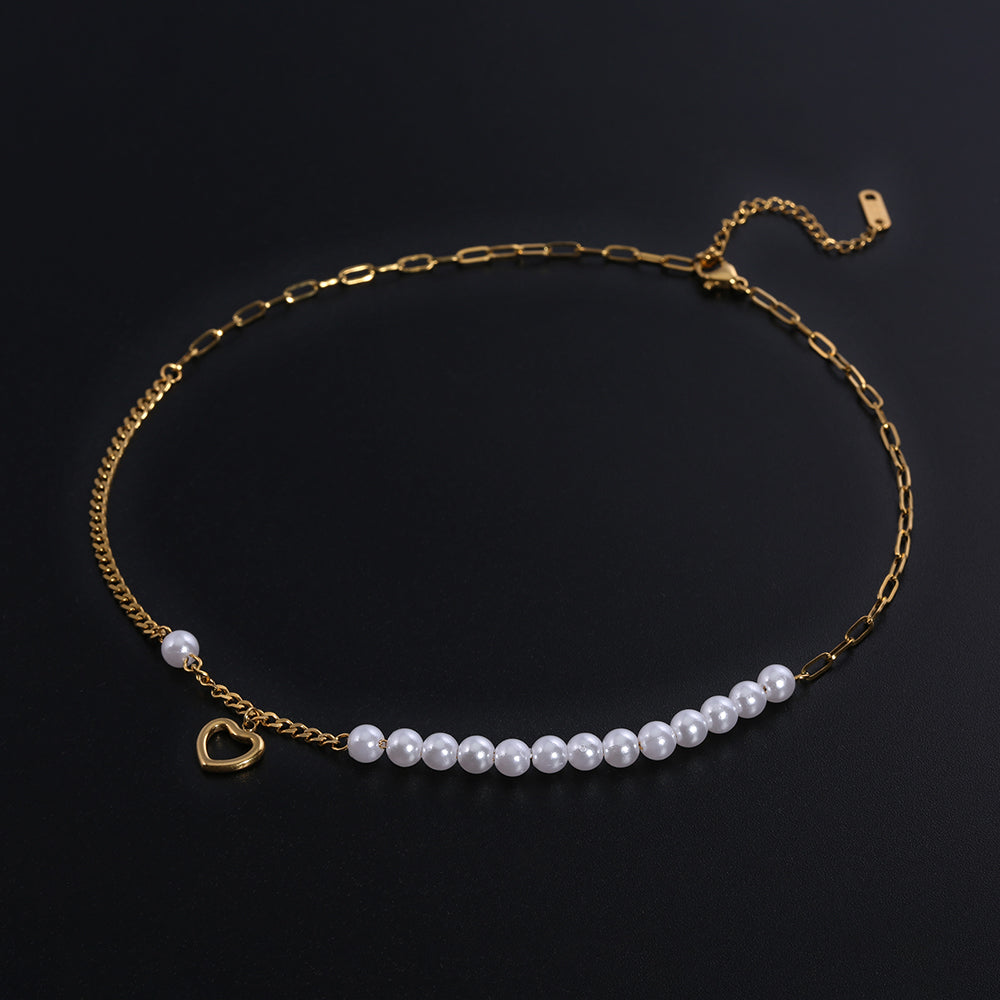 Lustrous Heart Pearl Necklace | Romantic & Elegant