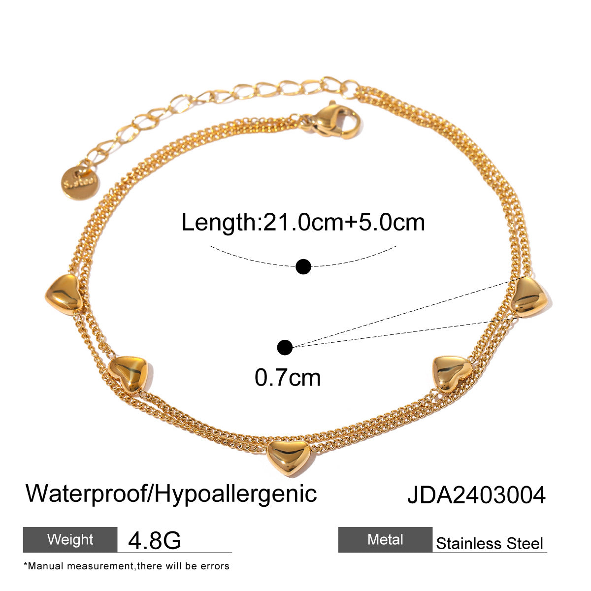 Golden Heartbeat Anklet | Romantic & Adjustable