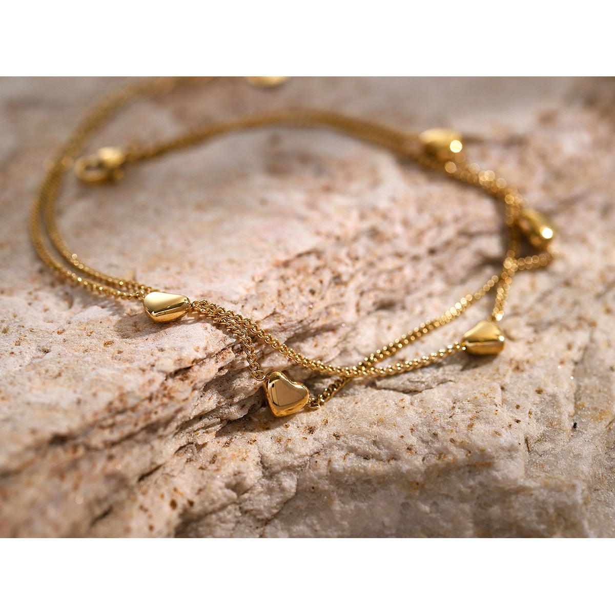 Golden Heartbeat Anklet | Romantic & Adjustable