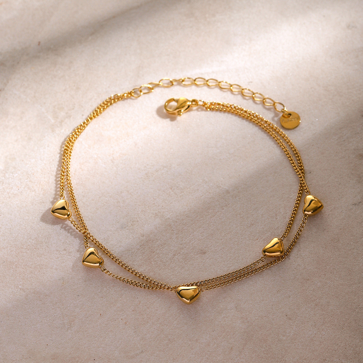 Golden Heartbeat Anklet | Romantic & Adjustable