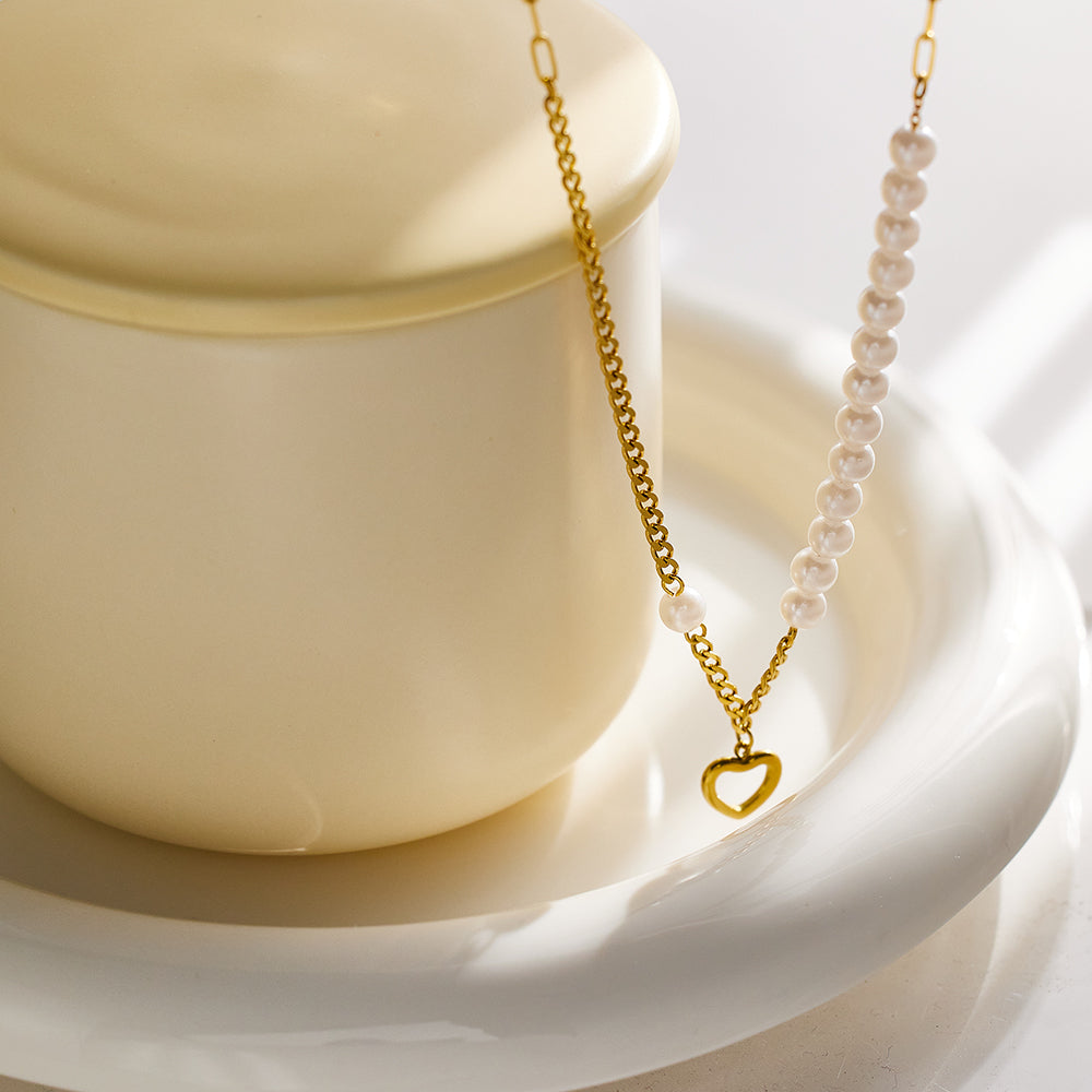 Lustrous Heart Pearl Necklace | Romantic & Elegant