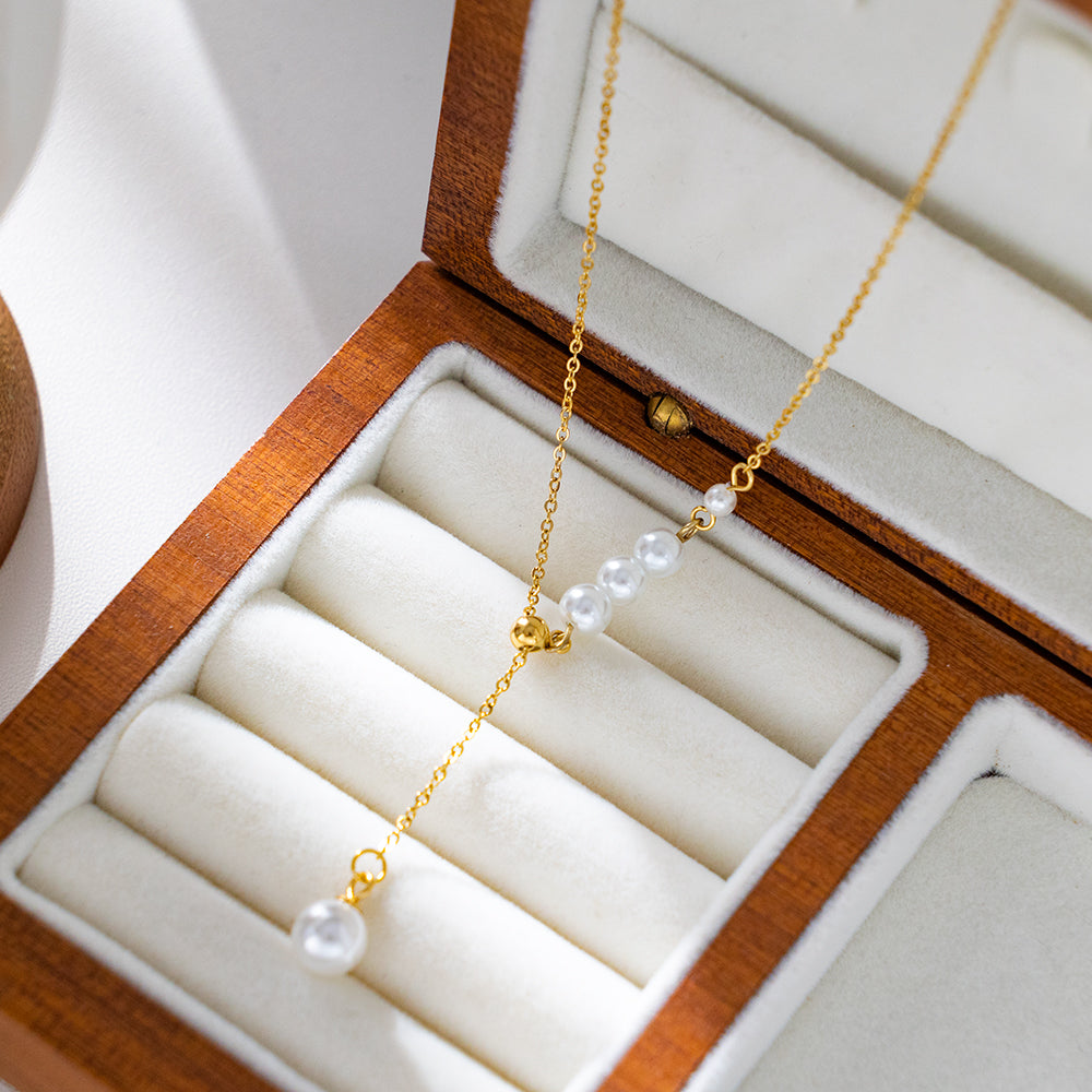 White Pearl Cascade Necklace | Chic & Versatile