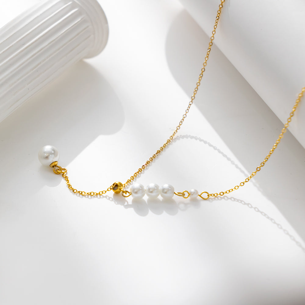 White Pearl Cascade Necklace | Chic & Versatile