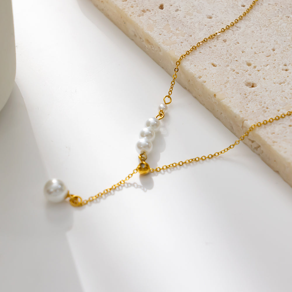 White Pearl Cascade Necklace | Chic & Versatile
