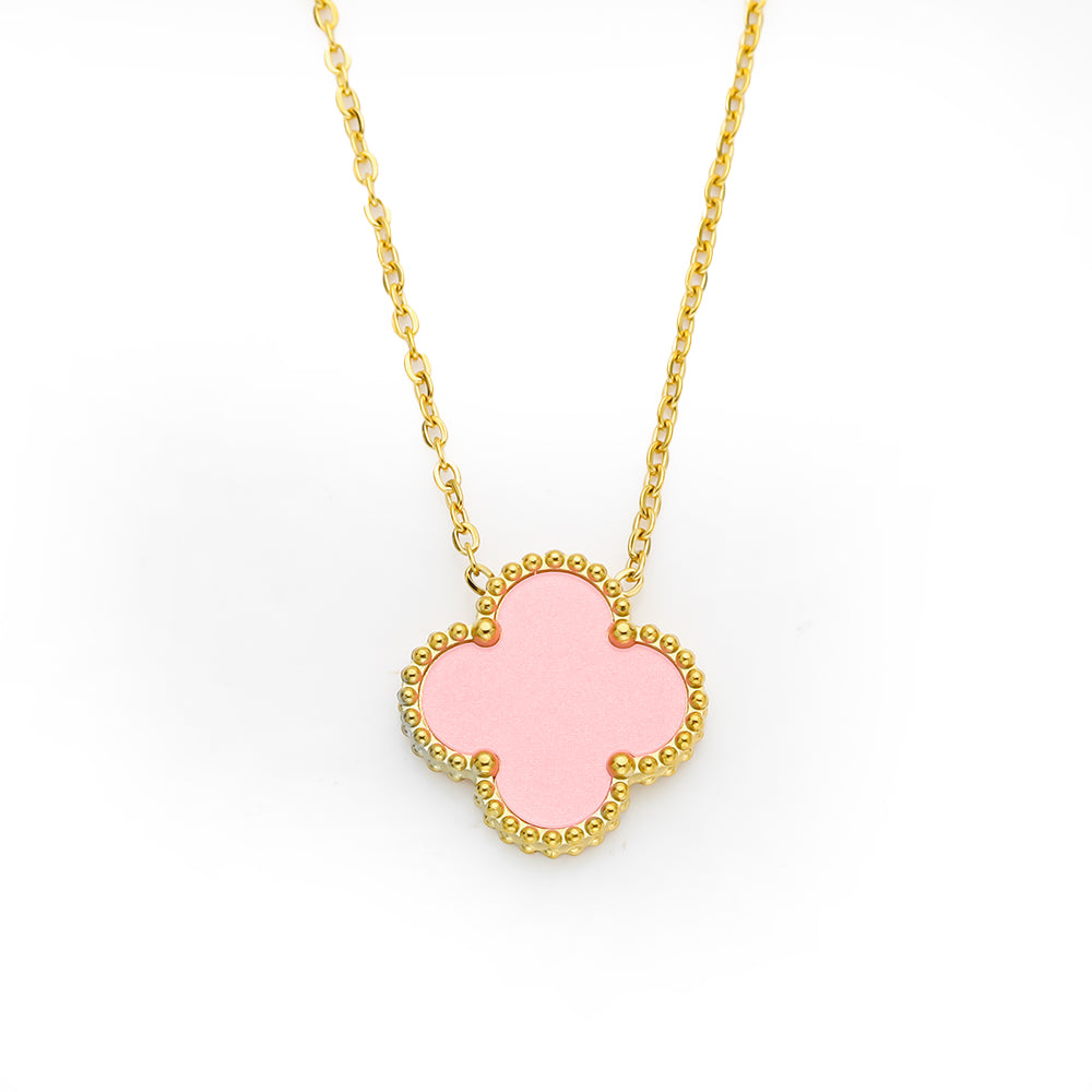 Charming Pink Clover Necklace | Feminine Elegance