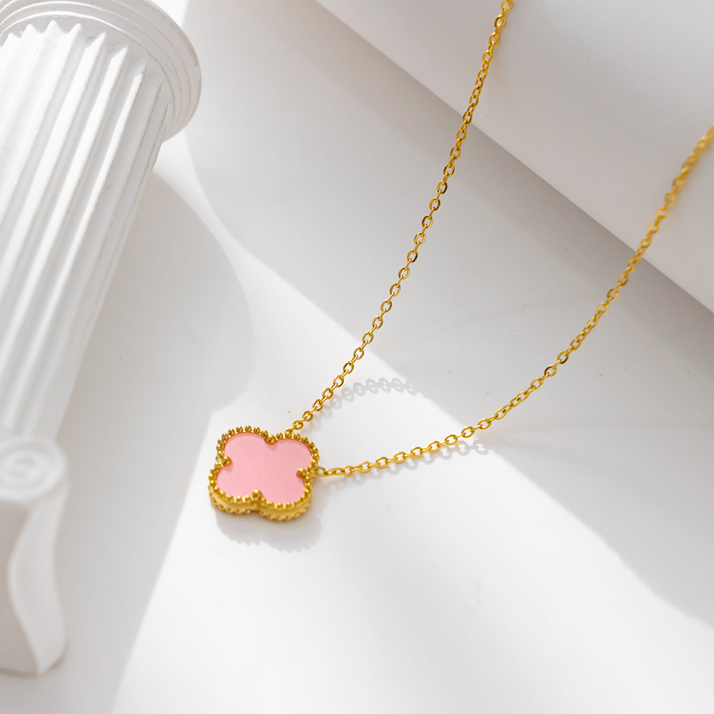 Charming Pink Clover Necklace | Feminine Elegance