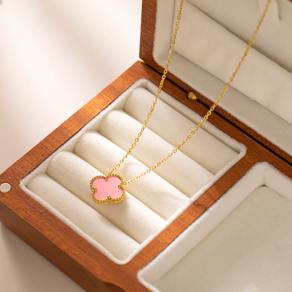 Charming Pink Clover Necklace | Feminine Elegance