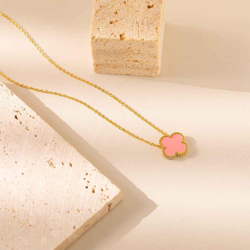 Charming Pink Clover Necklace | Feminine Elegance
