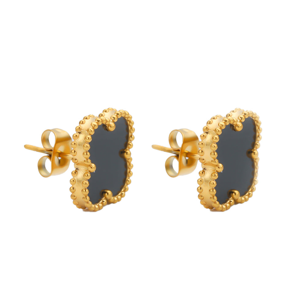 Elegantes pendientes de trébol negro | Sofisticación atemporal