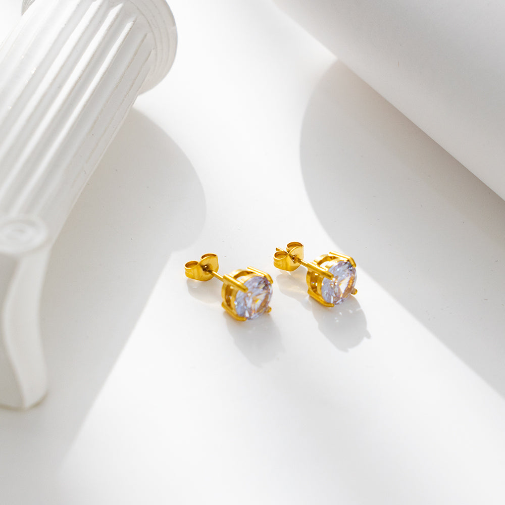 Celestial Spark Round Stud Earrings | Hypoallergenic & Fade-Resistant