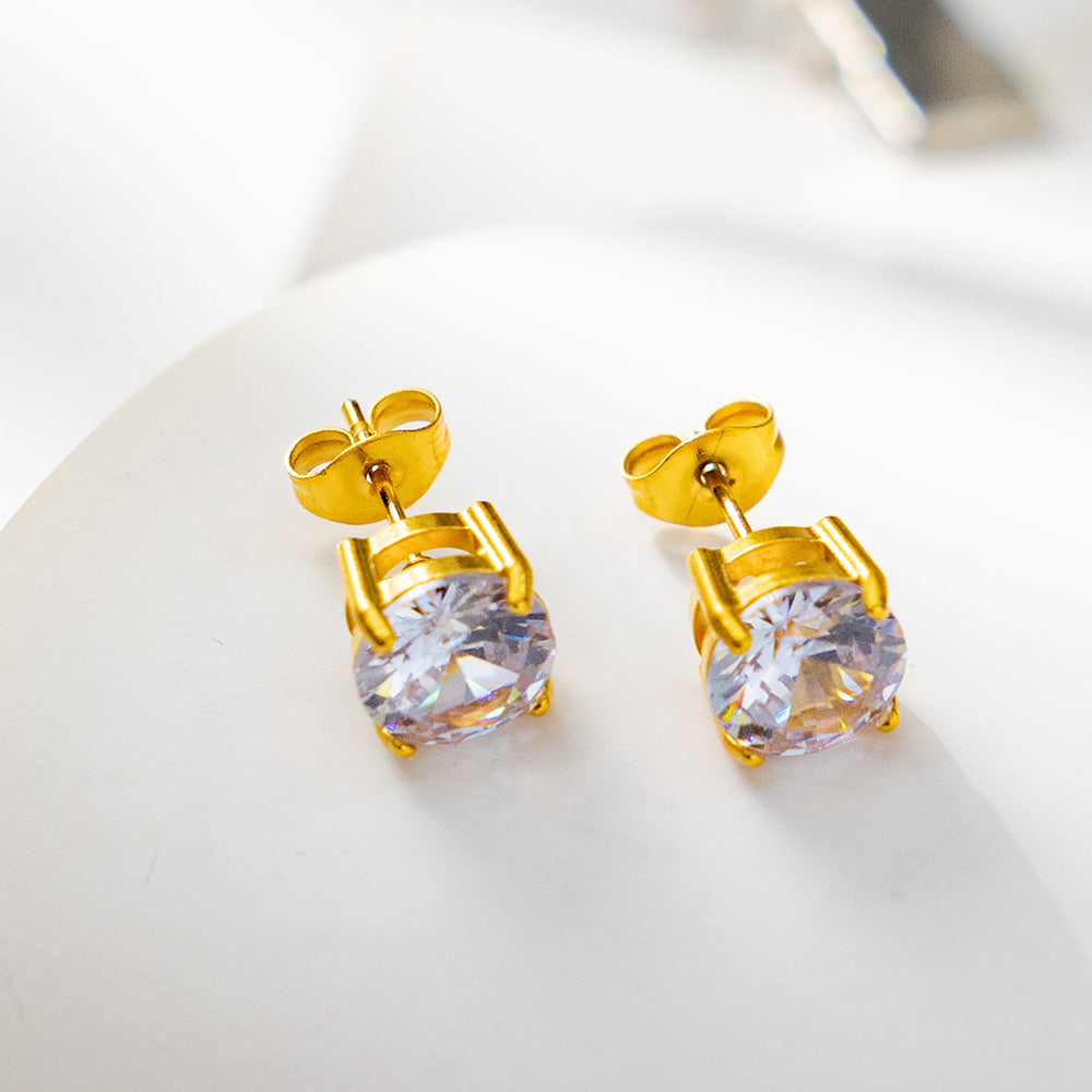 Celestial Spark Round Stud Earrings | Hypoallergenic & Fade-Resistant