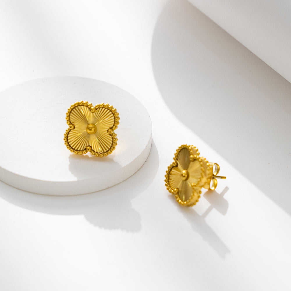 Golden Clover Blossom Studs | Elegant & Radiant