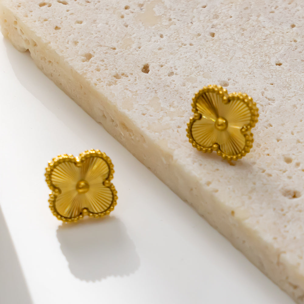 Golden Clover Blossom Studs | Elegant & Radiant