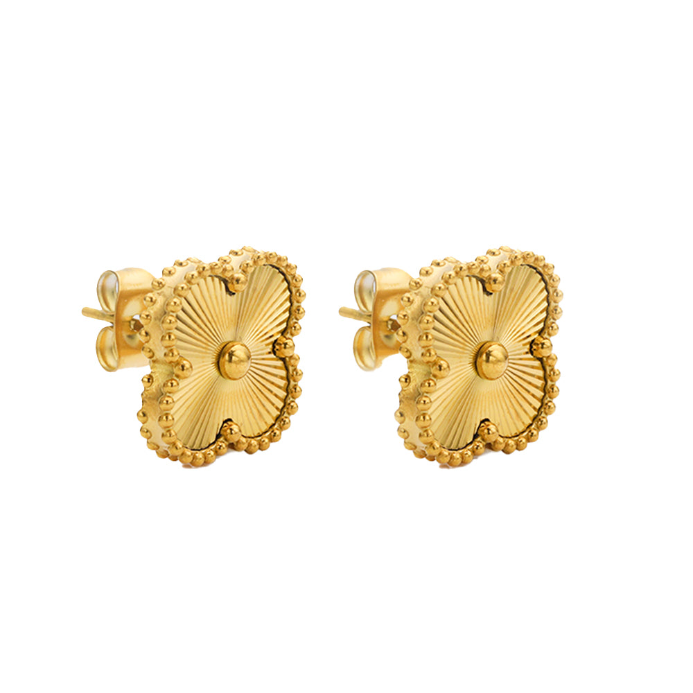 Golden Clover Blossom Studs | Elegant & Radiant